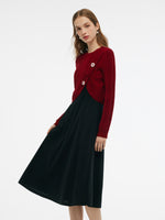 Lyocell Wool Blend Sweater And Knit Vest Dress Two-Piece Set GOELIA