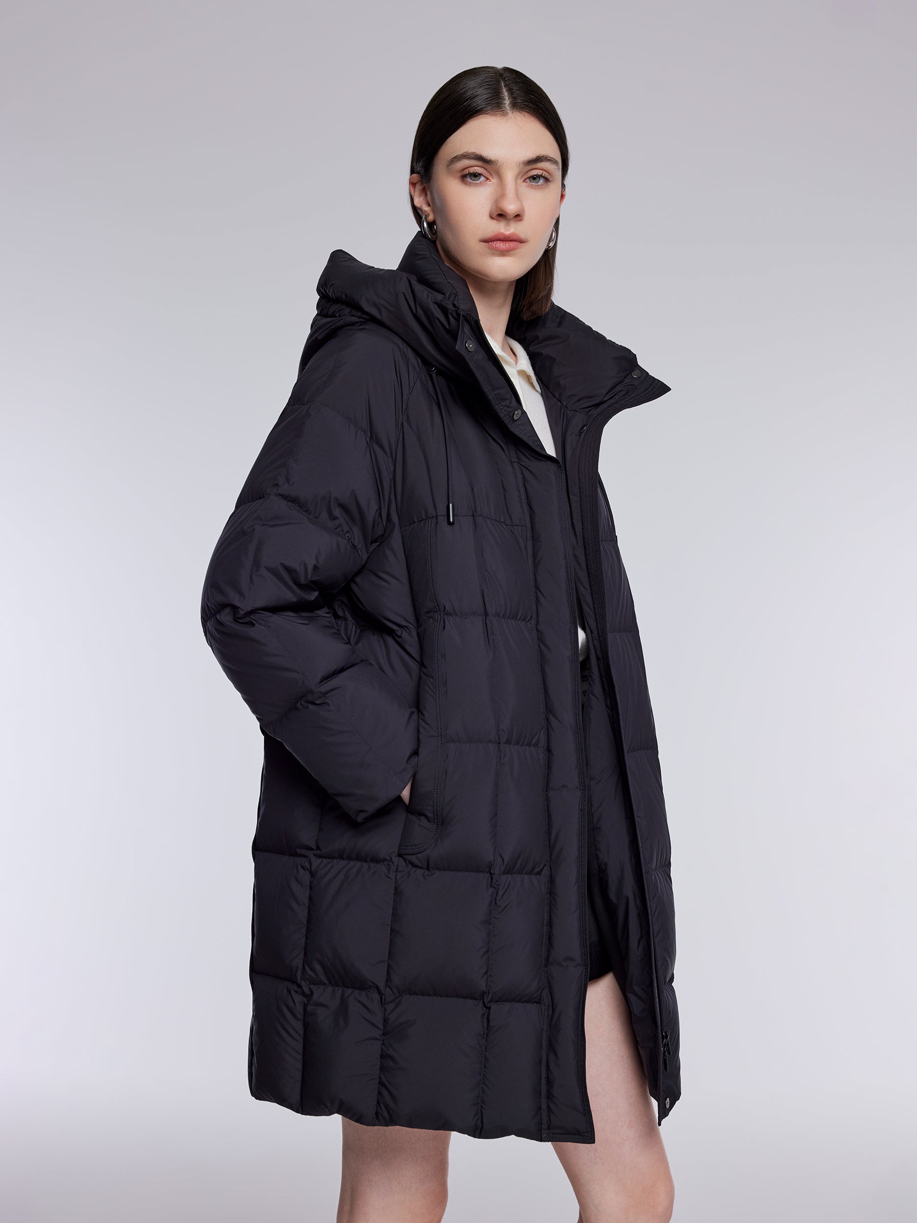 [Preview] H-Line Hooded Mid-Length Goose Down Coat GOELIA