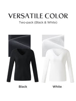 Two-pack (Black & White) Modal V-Neck Long Sleeve Top GOELIA
