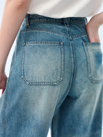100% Cotton Denim Women Curved Leg Jeans GOELIA