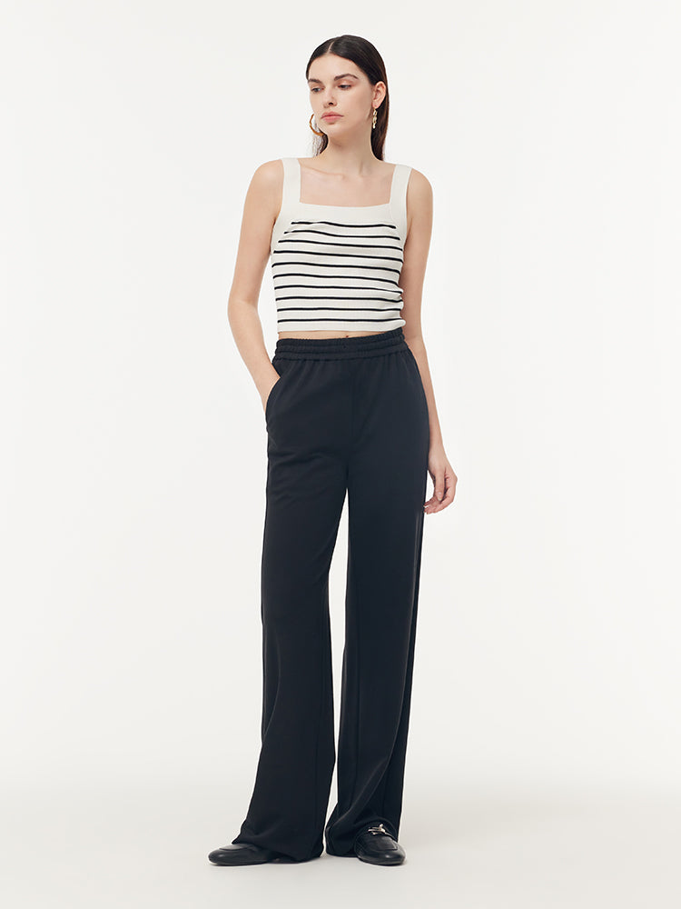 Triacetate Women Knit Straight-Leg Pants GOELIA