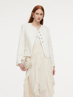 [Preview] Wool Blend Tweed H-Line Women Cropped Jacket GOELIA