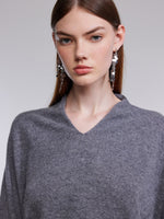 100% Cashmere V-Neck Batwing Sleeve Women Sweater GOELIA