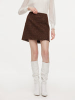 [Preview] Wool Blend Tweed Sequins Women A-Line Skirt GOELIA