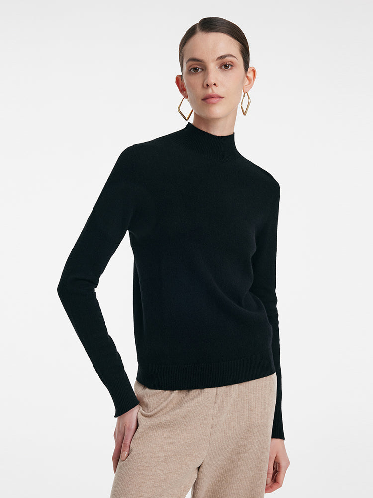 Cashmere Mock Neck Women Sweater GOELIA