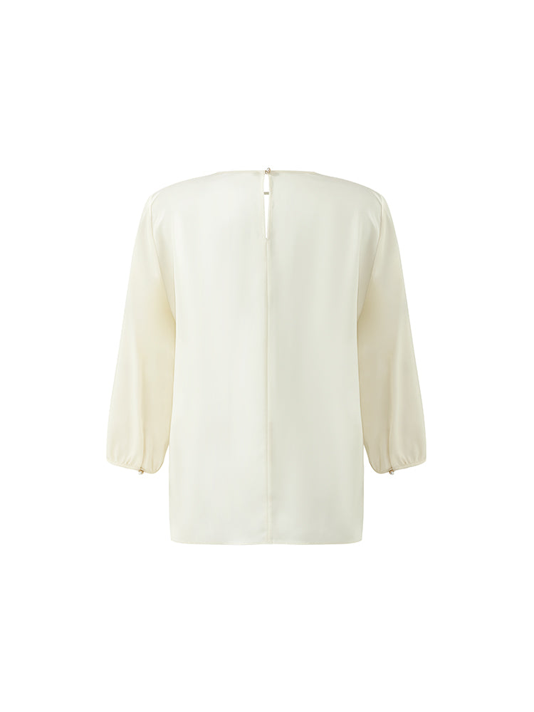 22 Momme Mulberry Silk Cut-Out Women Blouse GOELIA