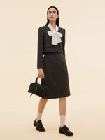 100% Washable Wool Crop Jacket And Skirt Two-Piece Set GOELIA