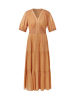 100% Cotton Patchwork Lace Embroidered Women Maxi Dress GOELIA