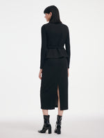 [Preview] Rhinestone Vest & Knit Top & Skirt Three-Piece Set With Belt GOELIA