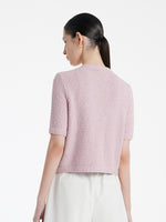 Openwork Round Neck Knitted Women Cardigan GOELIA