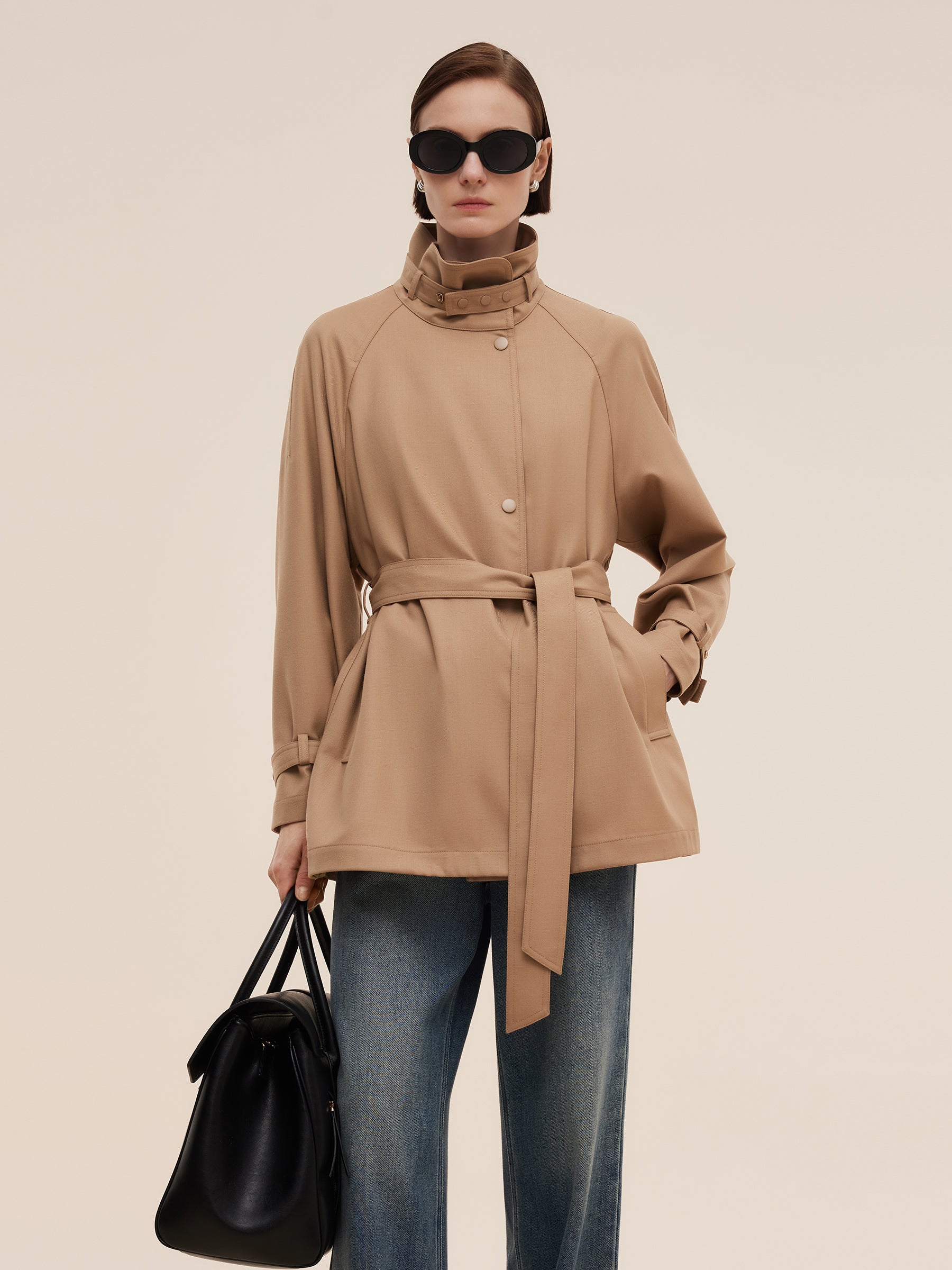 100% Worsted Wool Women Trench Coat GOELIA