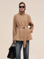 100% Worsted Wool Women Trench Coat GOELIA