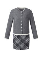 Faux Two-Piece Cardigan And Plaid Skirt Two-Piece Set GOELIA