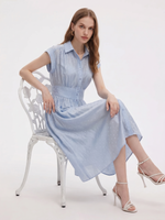 16.5MM Mulberry Silk Polka Dots Jacquard Women Maxi Shirt Dress GOELIA