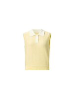 Contrast Collar Women Knit Polo Tank Top GOELIA