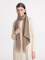 Contrast Trim Asymmectical Cashmere Scarf GOELIA