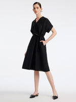 Xiang Yun Silk V-Neck Midi Dress GOELIA