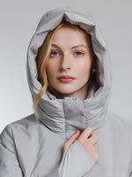 [Preview] Drawstring Waist Hooded Goose Down Overcoat GOELIA