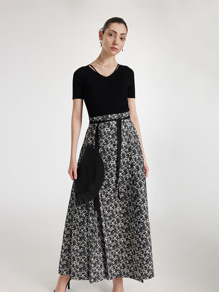 Rose Jacquard Pleated Women Mamianqun With Bottomed Skirt GOELIA