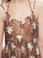 Tencel Blend Floral Print Women Strap Maxi Dress GOELIA