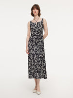 Contrast Trim Openwork Cardigan And Floral Print Sleeveless Dress Two-Piece Set GOELIA