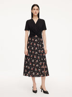 16MM Mulberry Silk Acetate Blend Patchwork Women Side Slit Maxi Dress GOELIA