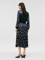 Eco-Friendly Fur Vest And Floral Print Dress Two-Piece Set GOELIA