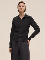 Tencel Wool Blend Zip-Up Women Cardigan GOELIA