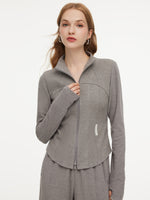 [Preview] Double-Brushed Stretch Zip Jacket And Pants Two-Piece Set GOELIA
