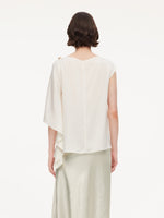 22MM Mulberry Silk Women Asymmetric Draped Blouse GOELIA