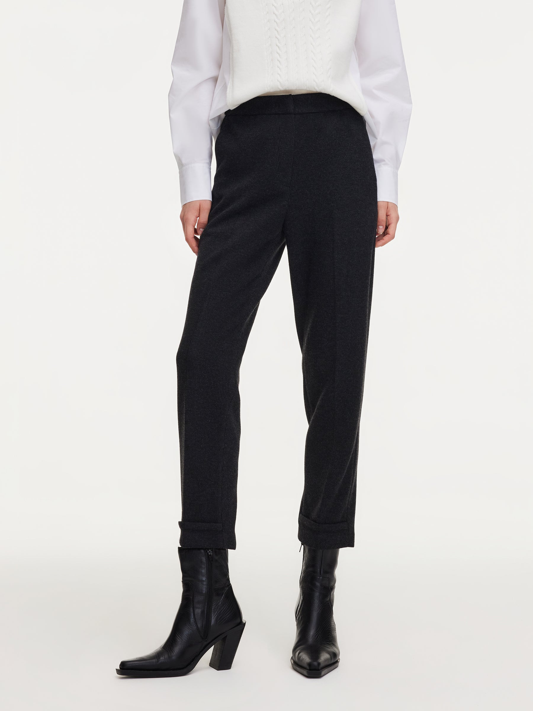 [Preview] Stretch Cuffed Hem Women Tapered Pants GOELIA