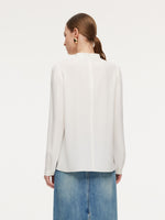 Acetate Blend Floral Neck Women Blouse GOELIA