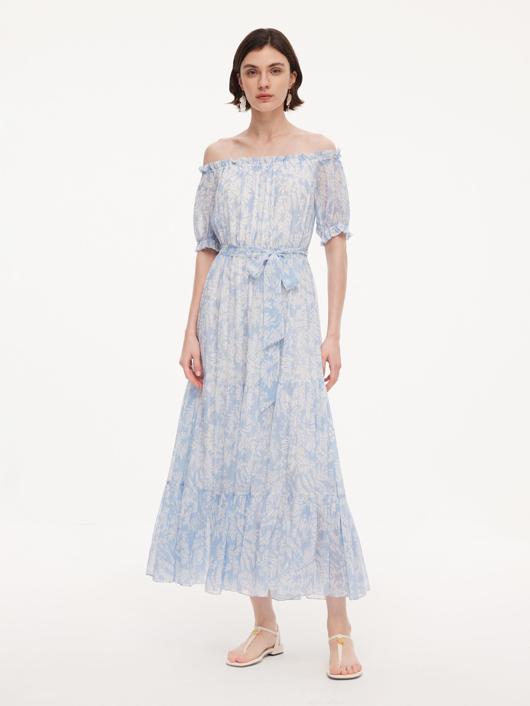 10MM Mulberry Silk Convertible Neck Women Belted Maxi Dress GOELIA