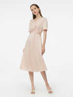 22MM Mulberry Silk Twist Front Women Midi Dress GOELIA