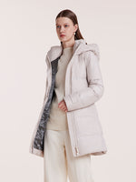 Hooded Mid-Length Goose Down Garment With Belt GOELIA