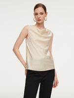22MM Mulberry Silk Cowl Neck Women Tank Top GOELIA