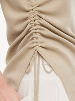 Lyocell Blend Side Drawstring Women Asymmetric Knit Top GOELIA
