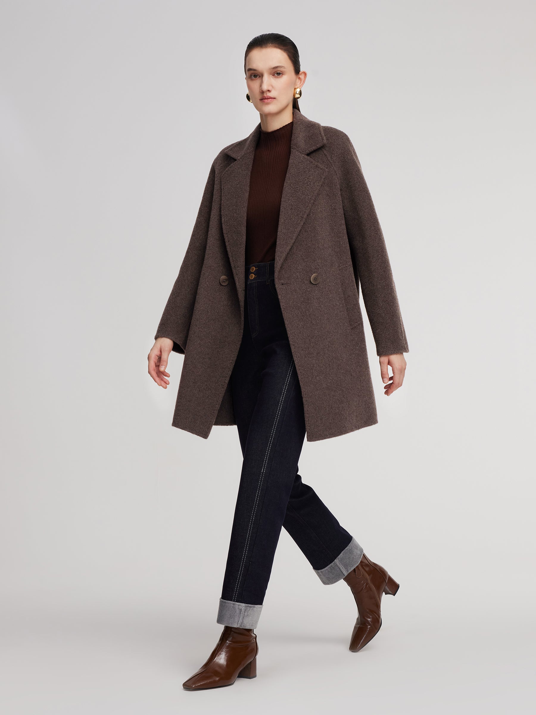 Wool Camel Hair Blend Double-Faced Women Coat GOELIA
