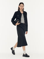 Denim Jacket And Camisole And Adjustable Waist Skirt Three-Piece Set GOELIA