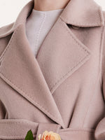 Pink Pure Cashmere Straight Lapel Women Coat GOELIA