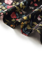 16 Momme Mulberry Silk Rose Printed Off Shoulder Women Maxi Dress GOELIA
