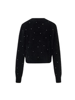 Black V-Neck Rhinestone Knitted Women Cardigan GOELIA