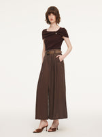 100% Linen A-Line Women Skirt With Braided Belt GOELIA
