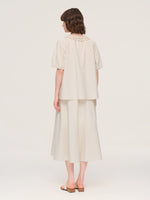 100% Cotton Ruffle Round Neck Top And A-Line Skirt Two-Piece Set GOELIA