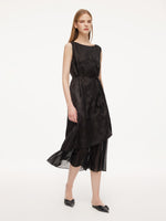 19MM Gambiered Canton Gauze Kapok Jacquard Women Sleeveless Maxi Dress GOELIA