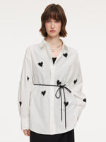 3D Heart Shirt And Sleeveless Dress Two-Piece Set With Tie String Belt GOELIA
