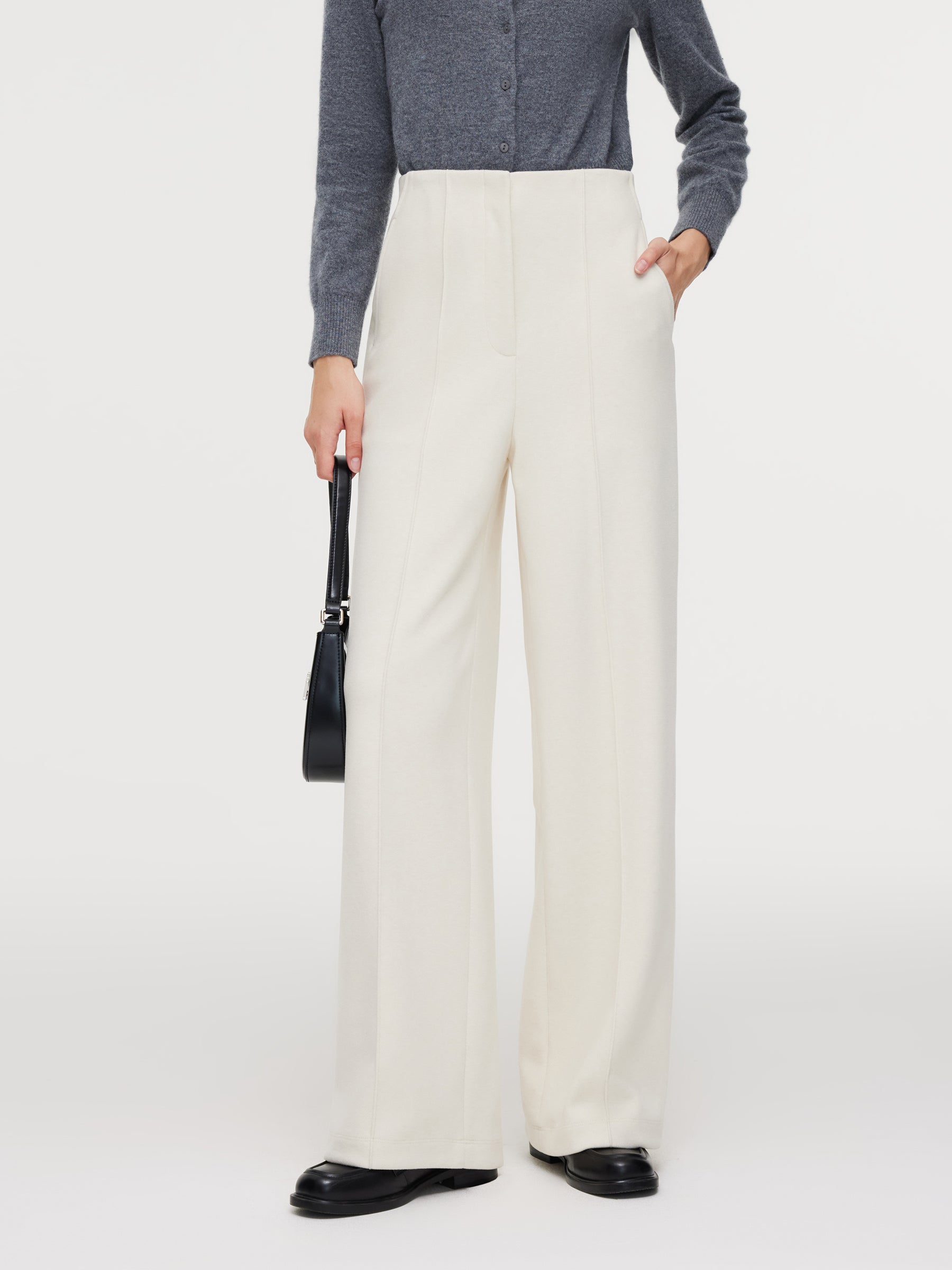 High-Waisted Stretch Wide Leg Women Knit Pants GOELIA