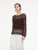 Cotton Blend Open-Knit Top And Camisole Two-Piece Set GOELIA