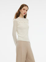 Tencel Wool Blend Women Flower Knit Top GOELIA