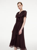 Ruffled Sleeve Women Wrap Maxi Dress GOELIA